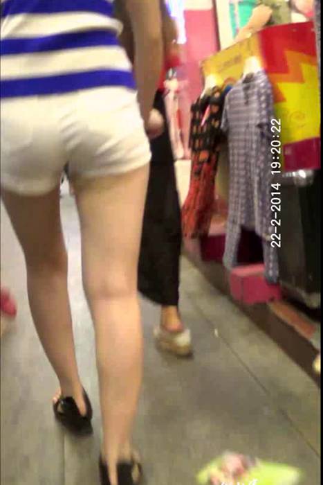 [街拍客视频]jx0024 白色热裤美女的裤子好